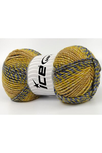 Ice yarns 2×200 جرام. خيوط أكريليك موزاييك بألوان زرقاء وذهبية للشتاء، خيوط م...