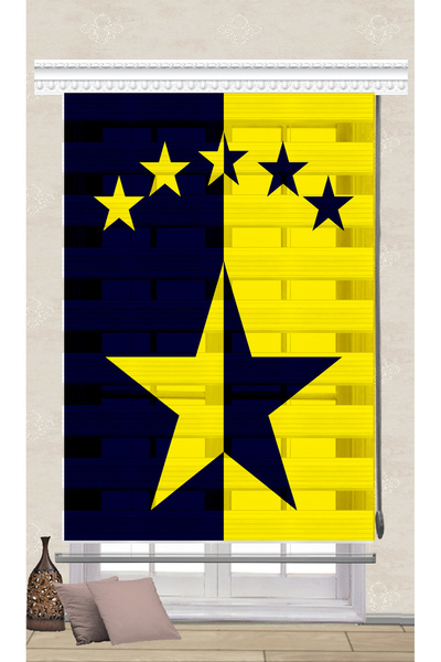 serir home DİJİTAL BASKI ZEBRA SARI LACİVERT TARAFTAR BASKILI SR-10019