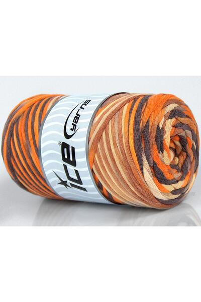 Ice yarns 1×250 جرام. خيوط قطنية طبيعية بلون 3 مم، ألوان برتقالية، صفراء، بني...