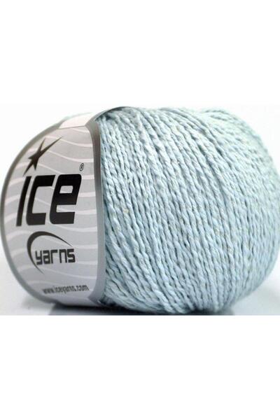 Ice yarns 4x50 جرام. حرير قطني، قطن أزرق فاتح فاخر، حرير، خيوط صيفية، قطن