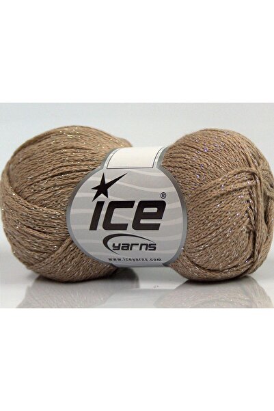 Ice yarns 8x50 جرام. قماش قطني معدني أنيق، لامع معدني، قطن بلون الجمل الفاتح ...