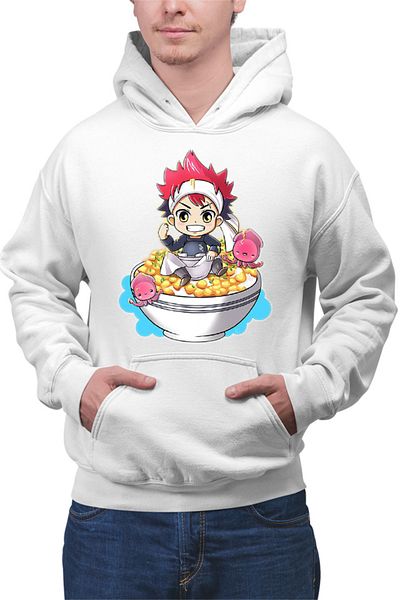 OEM Men's Hoodie Food Wars Chibi Souma Rice Bow Anime Kage