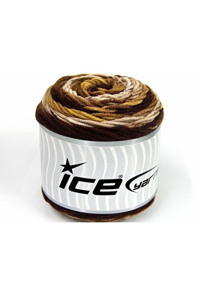 Ice yarns 3x100 جرام. خيوط أكريليك ذهبية وبنية اللون من كيكز بلوس، مناسبة للش...