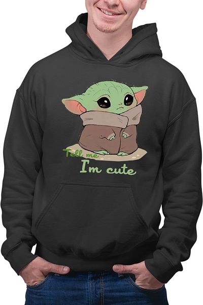OEM Men's Hoodie Baby Yoda Angry Cute Mondorian