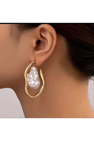 Sevilgülgünfinecrafts Gold Plated Steel Pearl Earrings