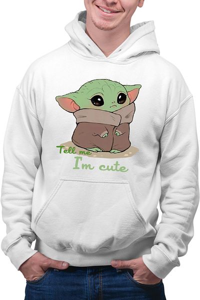 OEM Men's Hoodie Baby Yoda Angry Cute Mondorian