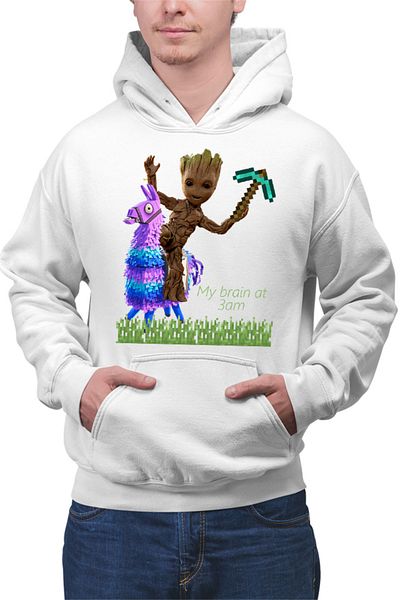 OEM Men's Hoodie Baby Groot Riding Fortnite Blade Minecraft Pickaxe