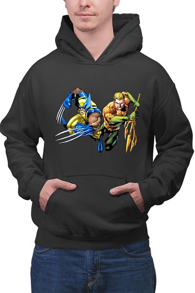 OEM Men's Hoodie Aquaman Wolverine Superhero Super Powers Wolf Cartoons DC