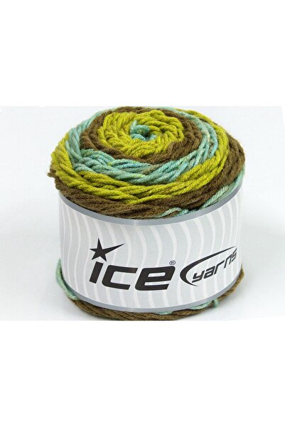 Ice yarns 2×140 جرام. خيوط أكريليك بلون الفيروز والأخضر للشتاء، خيوط مسطحة، ن...