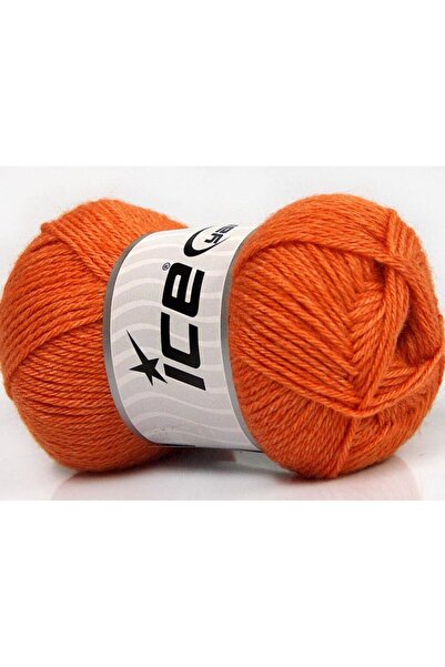 Ice yarns 4x50 جرام. حرير ميرينو دي كيه، صوف ميرينو برتقالي فاخر، ميرينو، حري...