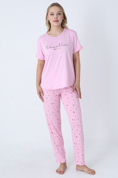 TURAY Happiness Bamboo Kısakol Women's Pink Pajama Set