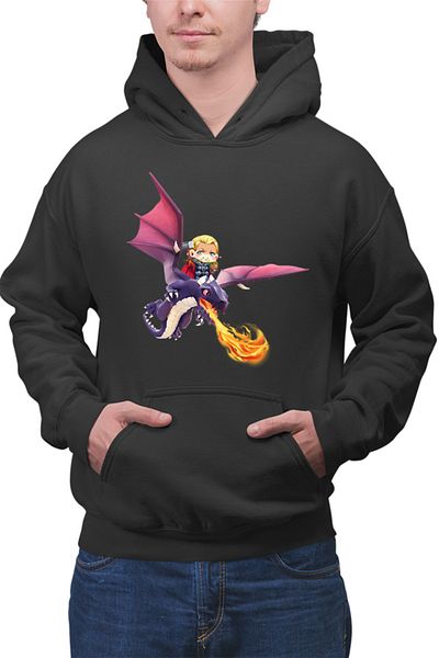 OEM Men's Hoodie Clash of Clans Dragon Fire Thor Chibi Anime Version