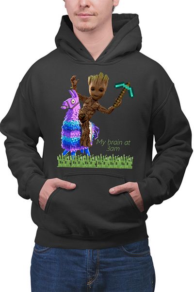 OEM Men's Hoodie Baby Groot Riding Fortnite Blade Minecraft Pickaxe