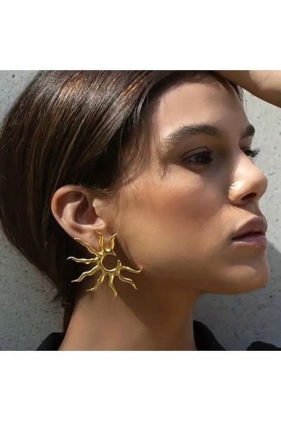 Atılgan Grp Sunflower Model Gold Women's Earrings
