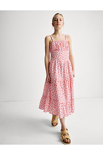 Marks & Spencer Saf Pamuklu Chili Desenli Maxi Elbise (6–16 Yaş)