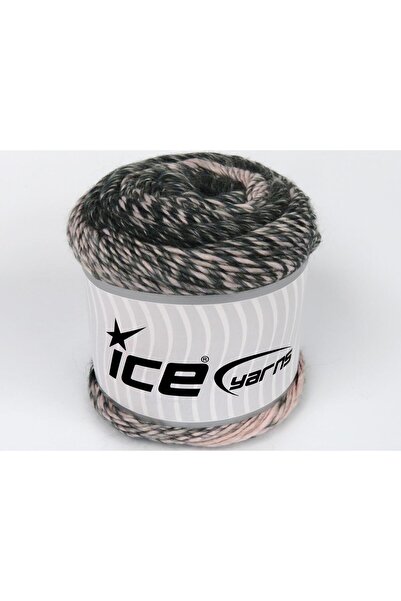 Ice yarns 2 × 150 جرام. كعكة كامارو أكريليك، صوف أخضر داكن، وردي فاتح شتوي، ص...