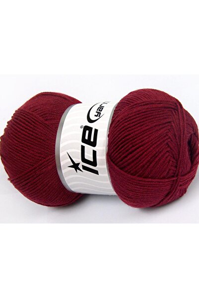 Ice yarns مجموعة من 4 خيوط من خيوط الجليد LORENA (50% قطن) باللون العنابي، وز...