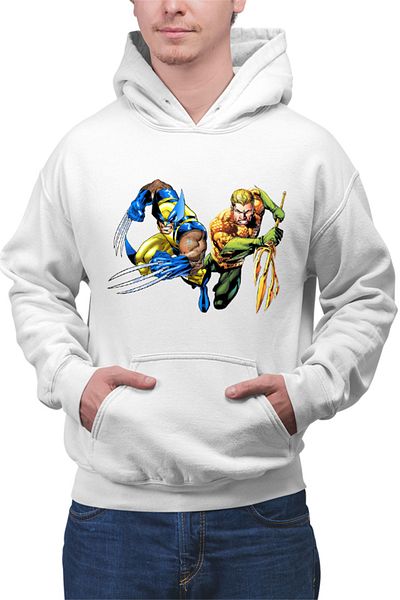 OEM Men's Hoodie Aquaman Wolverine Superhero Super Powers Wolf Cartoons DC