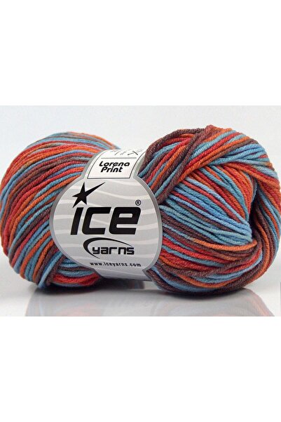 Ice yarns 8x50 جرام. خيوط صيفية من الأكريليك والقطن من لورينا برينت، باللون ا...