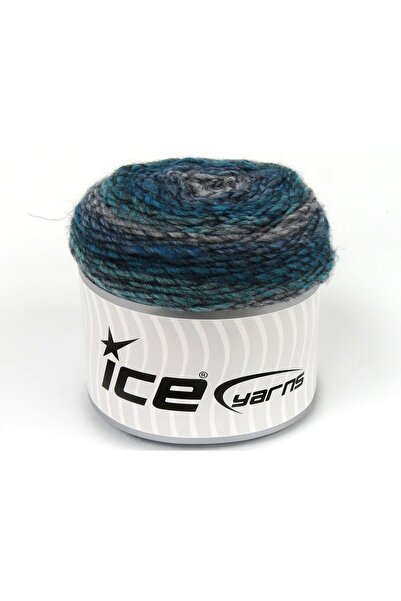 Ice yarns 3x100 جرام. خيوط صوف ميلانج، ألوان رمادية أكريليك، ألوان فيروزية شت...