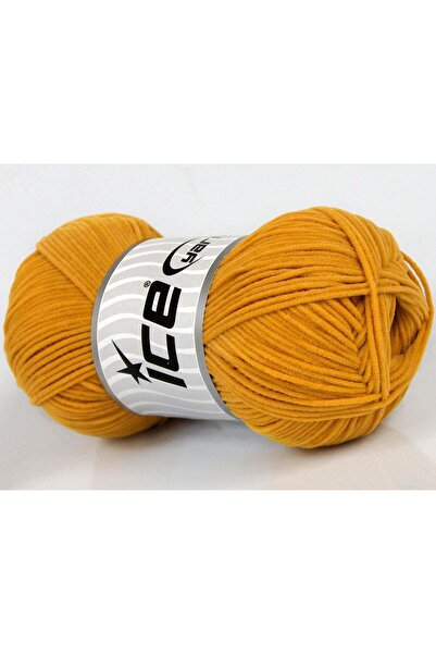 Ice yarns 8x50 جرام. قماش شينيل من الألياف الدقيقة بلون أصفر داكن للشتاء، شينيل