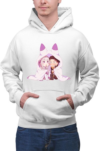 OEM Men's Hoodie Re Zero Subaru Emilia Best Waifu Magic Another World