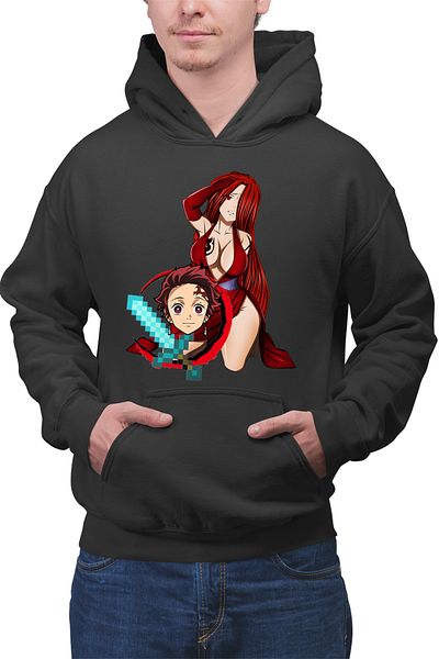 OEM Men's hoodie Fairy Tail Demon Slayer Erza Tanjirou Minecraft