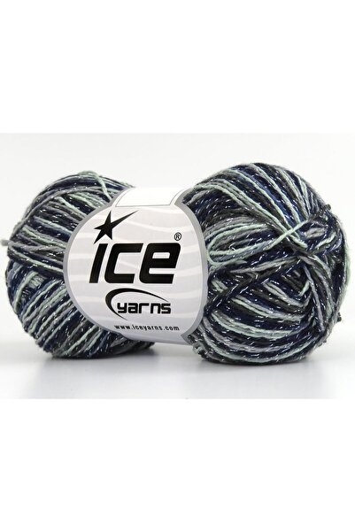 Ice yarns 8x50 جرام. SUMMER ROSE GLITZ لامع معدني، رمادي أكريليك، أزرق داكن، ...