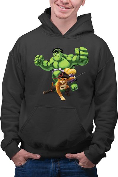 OEM Men's hoodie Shrek Puss In The Boots Hulk Marvel DC Cat