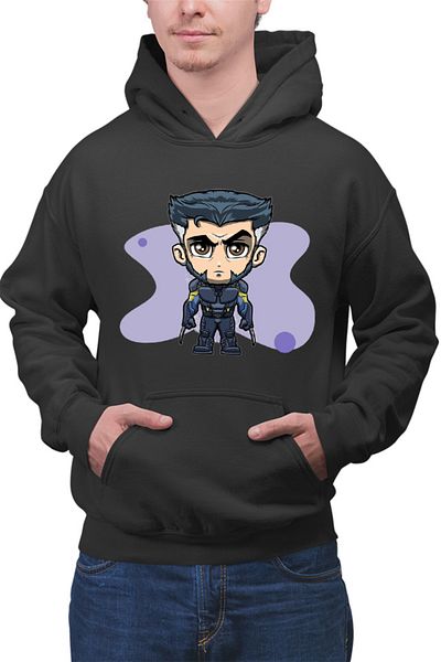 OEM Men's Hoodie Wolverine Chibi Anime Claws Angry