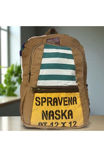 Old Cotton Quality Colorful Vintage Casual Design Daily Backpack Travel School Travel Bag 28 cm X 37 cm