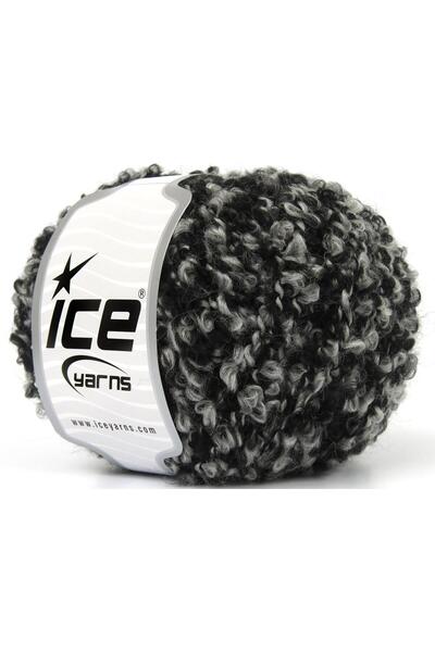 Ice yarns 8x50 جرام. ألبكا بوكليه فيسكوز، ألبكا، صوف، أكريليك أسود، رمادي فاخ...