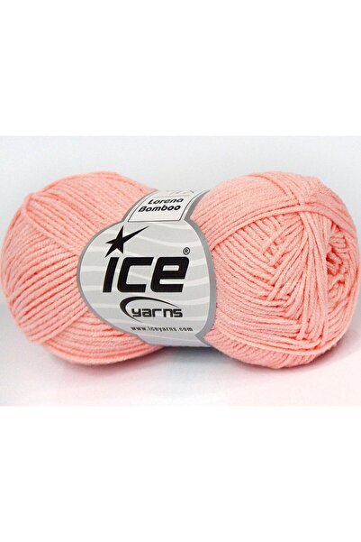 Ice yarns 8x50 جرام. خيوط أكريليك من LORENA BAMBOO، خيوط صيفية بلون السلمون ا...