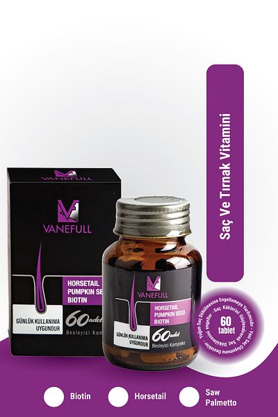 My Honey B Vanefull Hair and Nail Vitamin 60 Tablets - Biotin, Ponytail, Saw Palmetto, Zinc