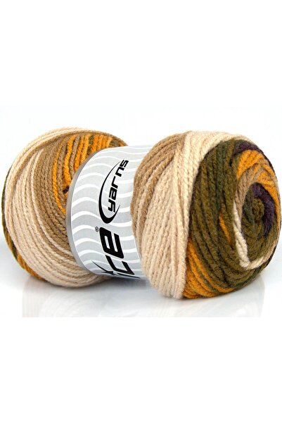 Ice yarns (4 قطع 100 جرام) أمبريانس بريميوم أكريليك 4 عبوات ذهبي، مارون،