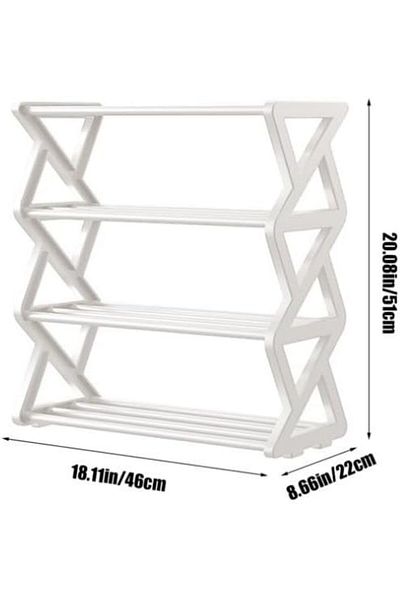 genric FFD Modern 4-Tier Shoe Rack | Sturdy Plastic Frame, Aluminum Pipe, & Cloth Shelf | Space-Saving