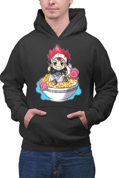 OEM Men's Hoodie Food Wars Chibi Souma Rice Bow Anime Kage