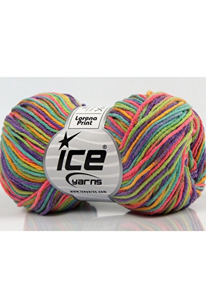 Ice yarns 8x50 جرام. خيوط صيفية من الأكريليك والقطن من لورينا برينت، باللون ا...