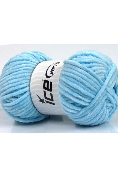 Ice yarns 4x100 جرام. قماش شينيل للأطفال من الألياف الدقيقة باللون الأزرق للش...