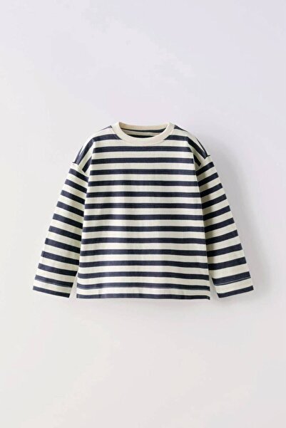 aybabykids Lacivert Çizgili Uzun Kol Sweatshirt Erkek Çocuk