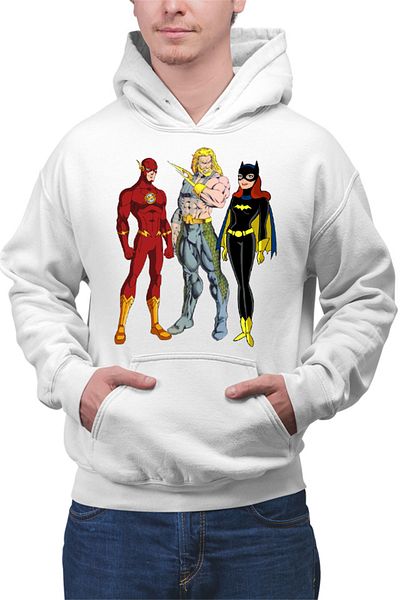 OEM Men's Hoodie Aquaman Batgirl Flash Comics Cartoons Water Action