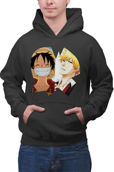OEM Men's Hoodie Bleach Ichigo One Piece Luffy Anime Manga
