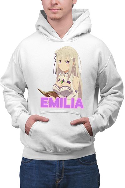 OEM Men's Hoodie Re Zero Emilia Cat Magical Princess Kind Wizard Time
