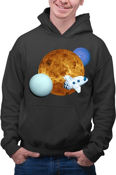 OEM Men's NASA Neptune Sun Space Rocket Hoodie
