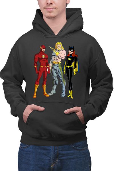 OEM Men's Hoodie Aquaman Batgirl Flash Comics Cartoons Water Action
