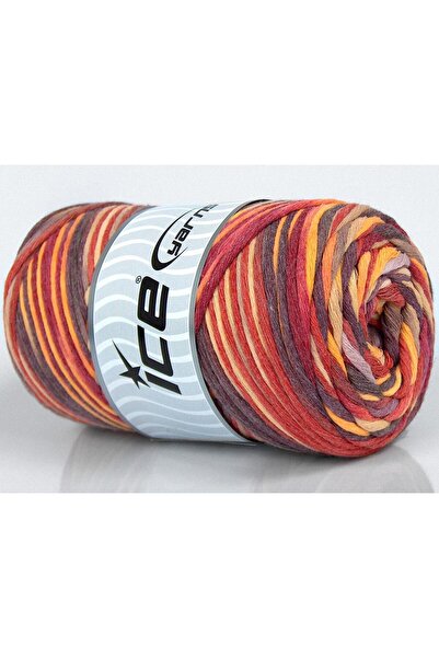 Ice yarns 1×250 جرام. خيوط قطنية طبيعية بلون 3 مم، بني، وردي، أحمر، ذهبي، خيو...