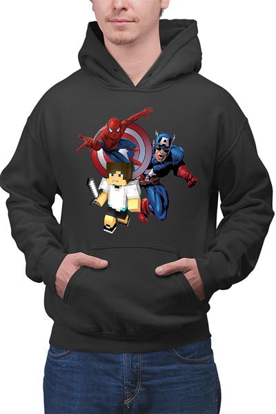 OEM Men's hoodie Captain America Spiderman Minecraft Super Hero Save
