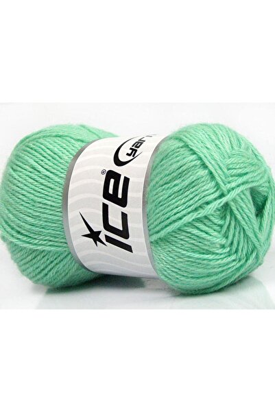 Ice yarns 4x50 جرام. حرير ميرينو دي كي، صوف ميرينو فاخر بلون أخضر نعناعي، مير...