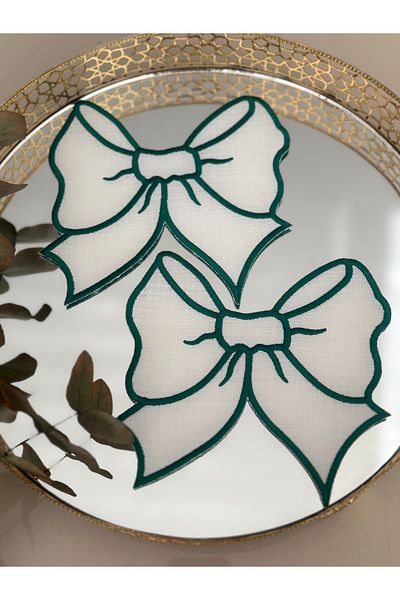 Home Sibelarthome φιόγκος μοντέλο 2 τμχ χαρτοπετσέτα παρουσίασης καφέ, πράσινο
