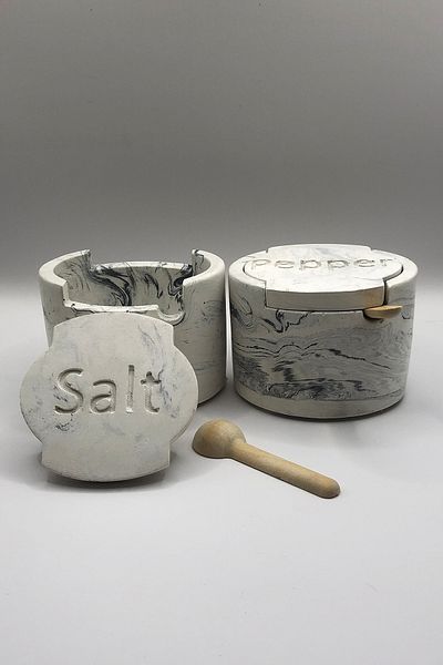 RocArt Home Concrete Celery Salt and Pepper Shakers